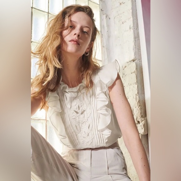 Rebecca Taylor Hana Applique Embroidered Top size 14 L - XL - Picture 3 of 11